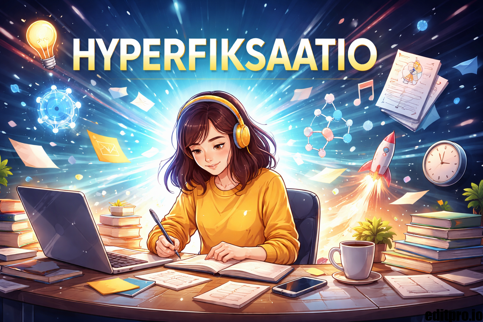 Hyperfiksaatio concept showing intense focus on a single task or idea