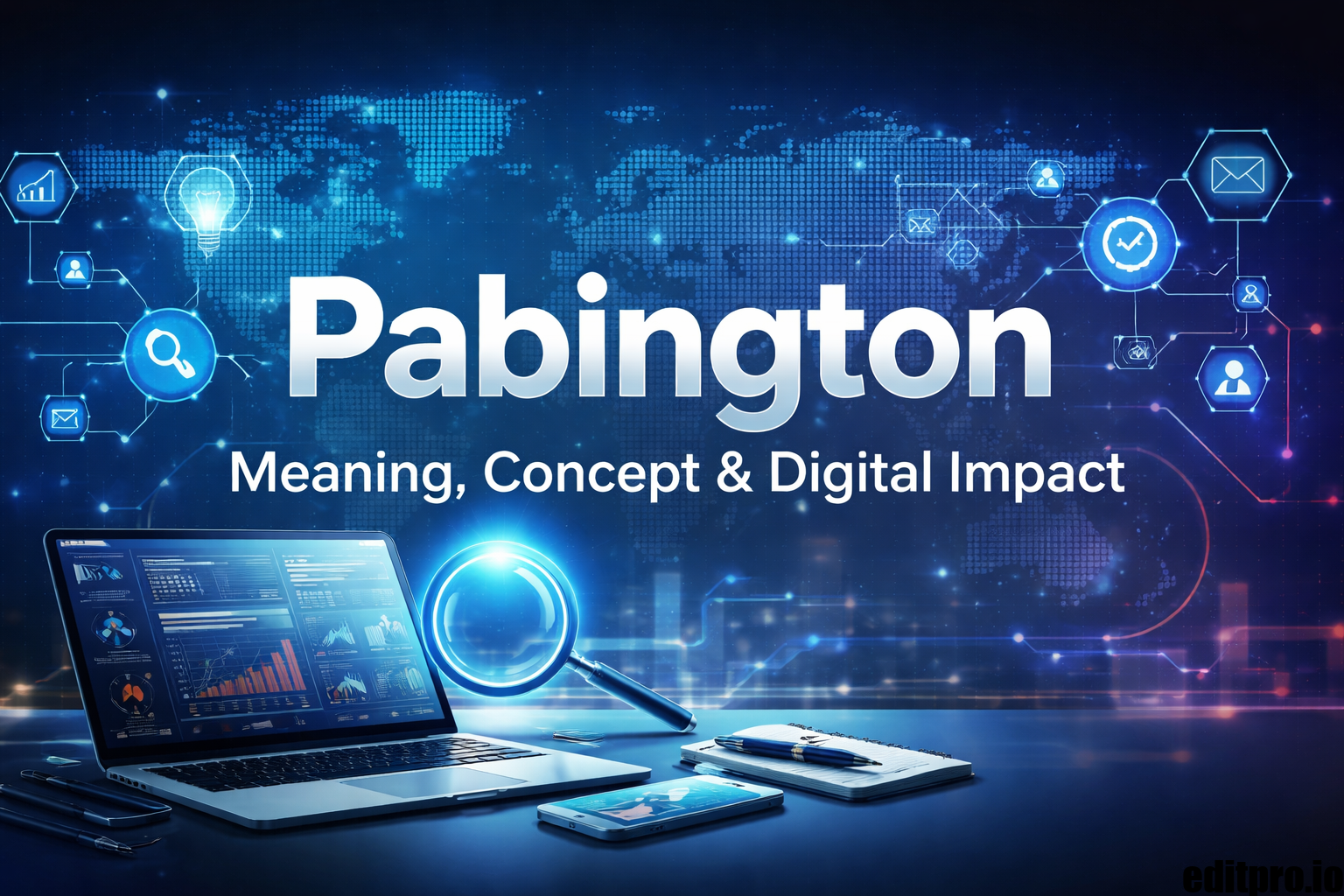 Pabington concept illustrated as a modern digital ecosystem with technology elements
